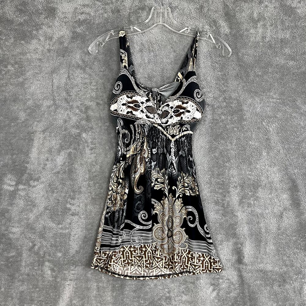Y2K Babydoll Top Womens S Euro France Snakeskin‎ Print Party Girl